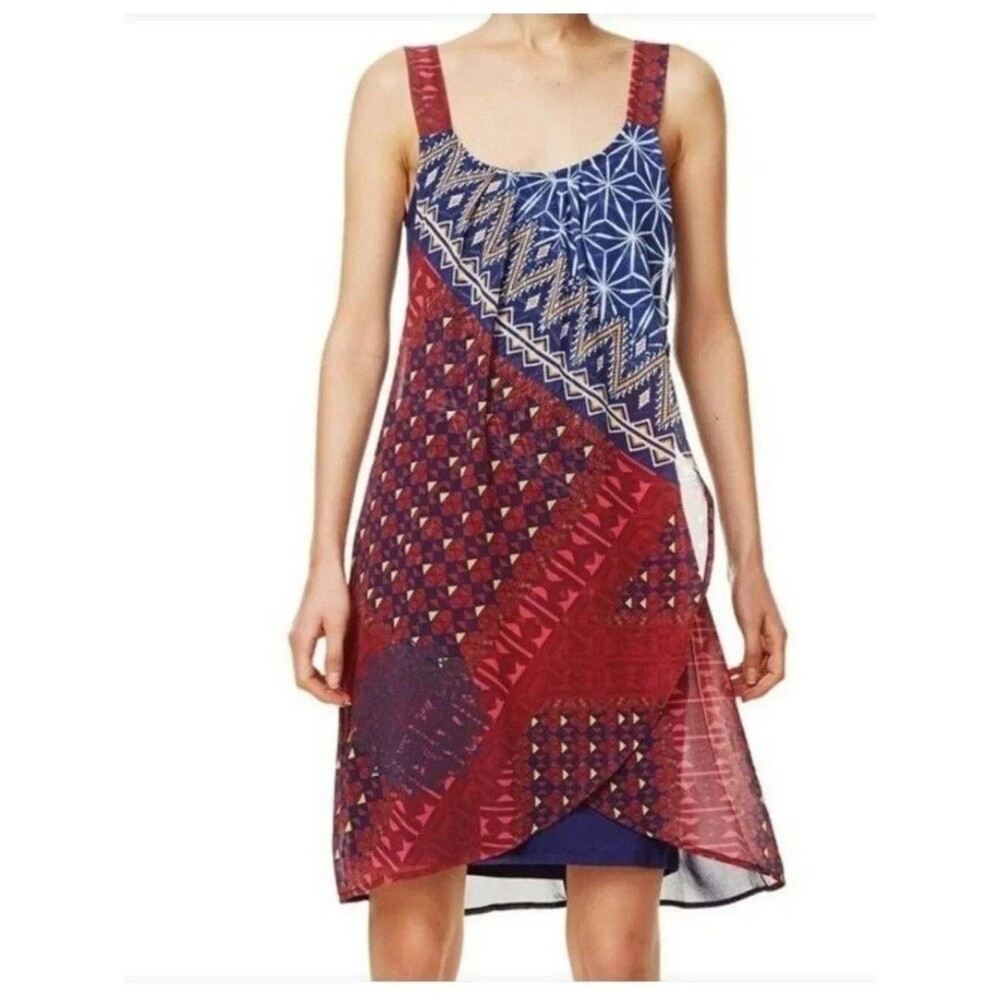 Desigual Patchwork Tunic Dress Womens Size EU 46 US 14 XL Y2K Indie Chic Boho